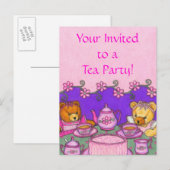 Teddy Bear Tea Party ~ Briefkaart Invitation (Voorkant / Achterkant)