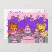 Teddy Bear Tea Party Briefkaart Uitnodigingen (Voorkant / Achterkant)