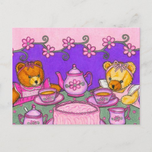Teddy Bear Tea Party Briefkaart Uitnodigingen (Voorkant)