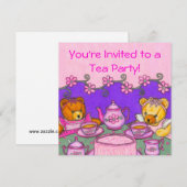 Teddy Bear Tea Party Invitation Cards Kaart (Voorkant / Achterkant)