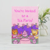 Teddy Bear Tea Party Invitation Cards Kaart (Staand voorkant)
