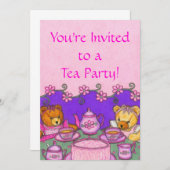 Teddy Bear Tea Party Invitation Cards Kaart (Voorkant / Achterkant)