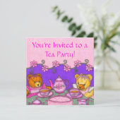 Teddy Bear Tea Party Invitation Cards Kaart (Staand voorkant)