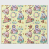 Teddy Bear Tea Party Vintage Palette  Cadeaupapier (Vlak)