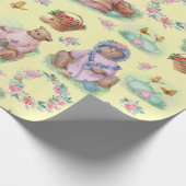Teddy Bear Tea Party Vintage Palette  Cadeaupapier (Hoek)