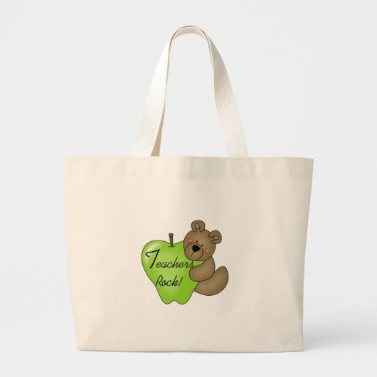Teddy Bear Teachers Rock Grote Tote Bag (Voorkant)