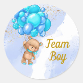 Teddy Bear Team Boy Gender onthulling feest Ronde Sticker