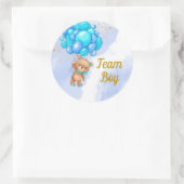 Teddy Bear Team Boy Gender onthulling feest Ronde Sticker (Tas)