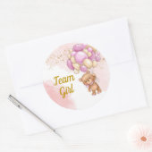 Teddy Bear Team Girl Genderfeest Ronde Sticker (Envelop)