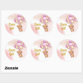 Teddy Bear Team Girl Genderfeest Ronde Sticker (Vel)