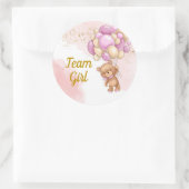Teddy Bear Team Girl Genderfeest Ronde Sticker (Tas)