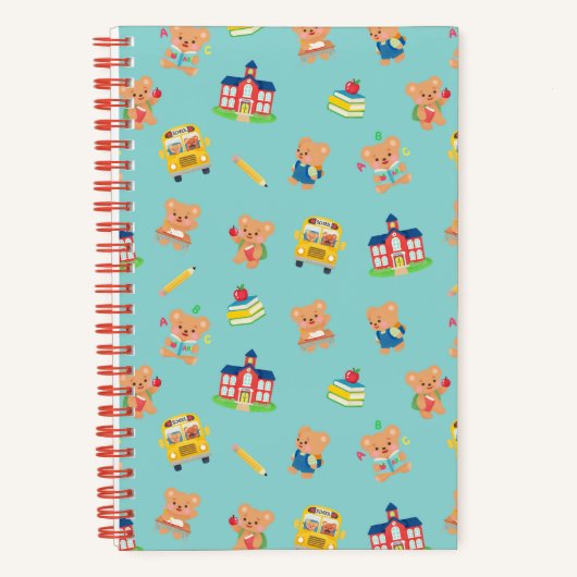 Teddy Bear Terug naar School Blauw Notitieboek (Voorkant)