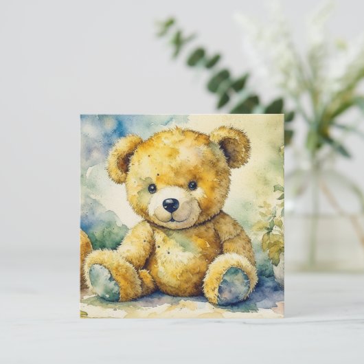 Teddy Bear thema Boy's Baby shower Kaart (Staand voorkant)