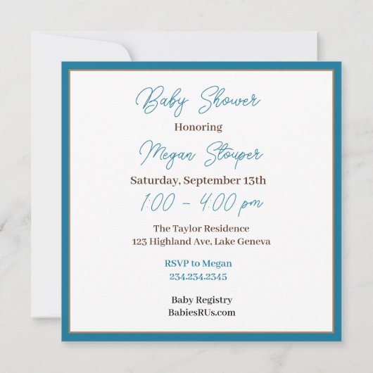 Teddy Bear thema Boy's Baby shower Kaart (Achterkant)