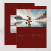 Teddy Bear thema Kerst Kaart (Voorkant / Achterkant)