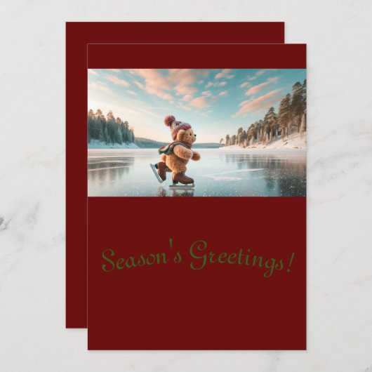 Teddy Bear thema Kerst Kaart (Voorkant / Achterkant)