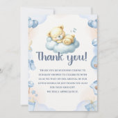 Teddy Bear Theme Baby shower boy Bedankkaart (Voorkant)