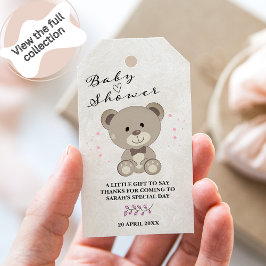 Teddy Bear Theme Baby shower (Girls Pink) Gift Ta Cadeaulabel