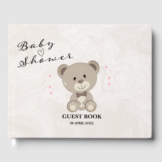 Teddy Bear Theme Baby shower (Meisroze) Gastenboek (Voorkant)