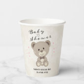 Teddy Bear Theme Baby shower (Meisroze) Papieren Bekers (Achterkant)