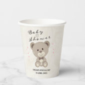 Teddy Bear Theme Baby shower (Meisroze) Papieren Bekers (Voorkant)