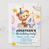 Teddy Bear Theme Birthday 4th for boy's Kaart (Voorkant)