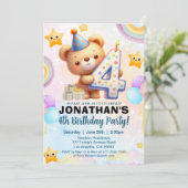 Teddy Bear Theme Birthday 4th for boy's Kaart (Staand voorkant)