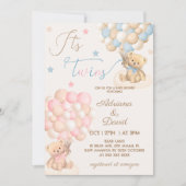 Teddy Bear Theme Twins Jongen en Meisje Baby showe Kaart (Voorkant)