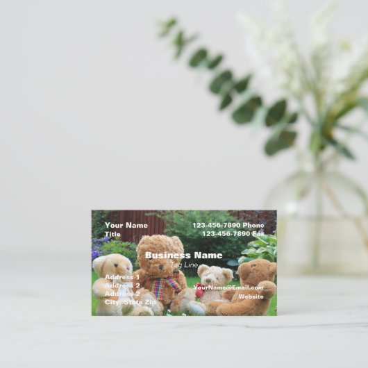 Teddy Bear Theme Visitekaartje HAMbyWhiteGlove (Staand voorkant)