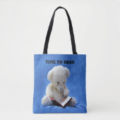 Teddy Bear Time to Read All-Over-Print Canvas tas (Voorkant)