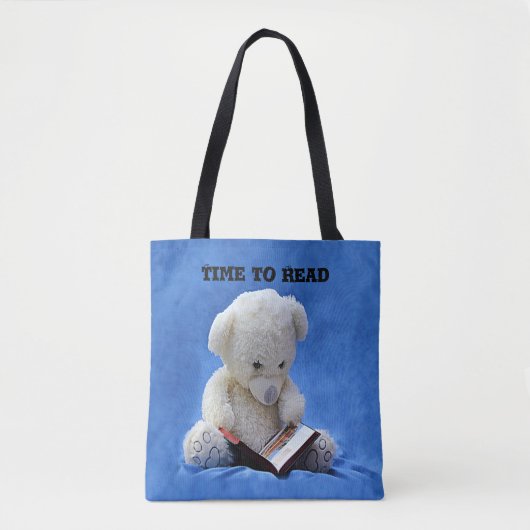 Teddy Bear Time to Read All-Over-Print Canvas tas (Voorkant)