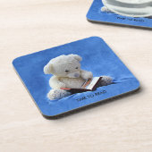 Teddy Bear Time to Read Blue Stuffed Animal, ZKOA Bier Onderzetter (Linkerzijde)