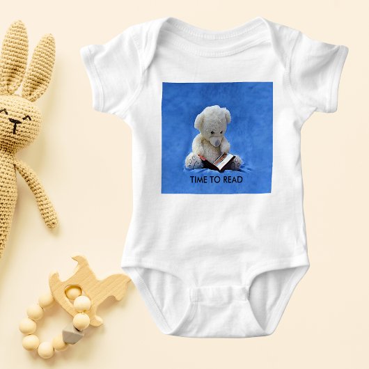 Teddy Bear Time to Read Blue Stuffed Animal, ZKOA Romper