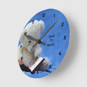 Teddy Bear Time to Read Blue Stuffed Animal, ZKOA Ronde Klok (Hoek)