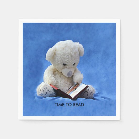 Teddy Bear Time to Read Blue Stuffed Animal, ZKOA Servet (Voorkant)