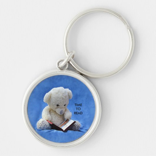 Teddy Bear Time to Read Blue Stuffed Animal, ZKOA Sleutelhanger (Voorkant)