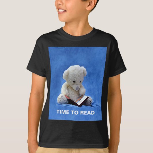 Teddy Bear Time to Read Blue Stuffed Animal, ZKOA T-shirt (Voorkant)