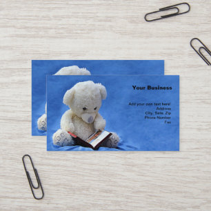 Teddy Bear Time to Read Blue Stuffed Animal, ZKOA Visitekaartje