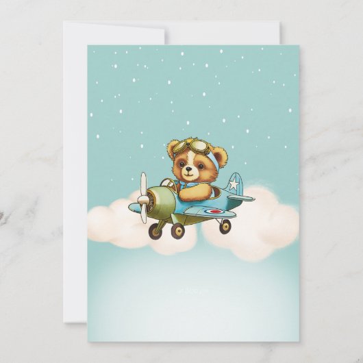 Teddy Bear Tiny Pilot Vliegtuig Baby shower Kaart (Achterkant)