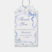 Teddy Bear Toile Baby shower Bedankt Gift Label Cadeaulabel (Voorkant)