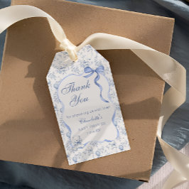 Teddy Bear Toile Baby shower Bedankt Gift Label Cadeaulabel