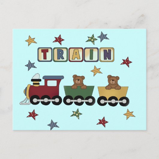 Teddy Bear Train T-shirts en cadeautjes Briefkaart (Voorkant)