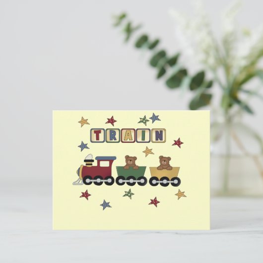 Teddy Bear Train Tshirts en Gifts Briefkaart (Staand voorkant)