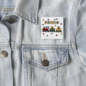 Teddy Bear Train Tshirts en Gifts Vierkante Button 5,1 Cm (In situ)