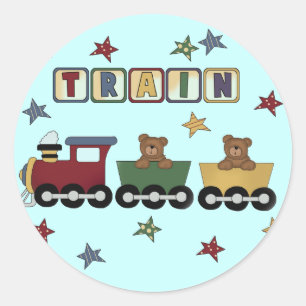 Teddy Bear Trein T-shirts en geschenken Ronde Sticker