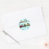 Teddy Bear Trein T-shirts en geschenken Ronde Sticker (Envelop)