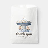 Teddy Bear Twin Boy Baby shower Bedankt Bedankzakje (Voorkant)