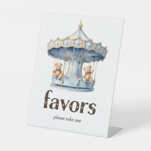 Teddy Bear Twin Boy Baby shower Favorieten Reclamebord Met Voetstuk