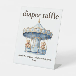 Teddy Bear Twin Boy Baby shower Luier Raffle Reclamebord Met Voetstuk