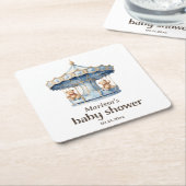 Teddy Bear Twin Boy Baby shower Papier Onderzetter (Schuin)